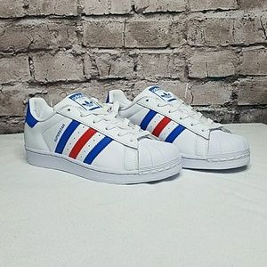 Adidas Superstar blue red classic style sneakers